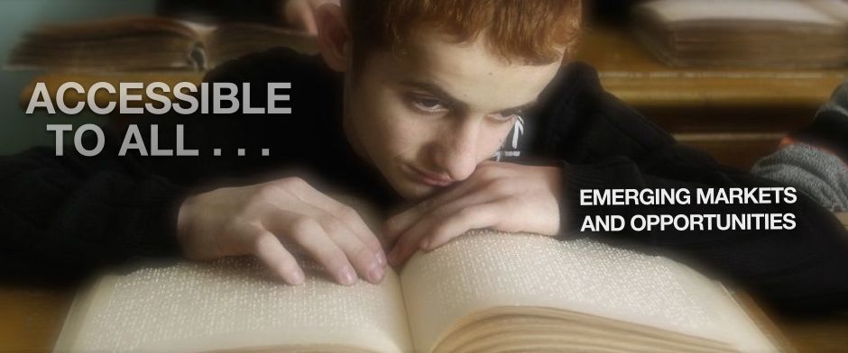 Be Informed_Accessible to All Training_Emerging Markets and Opportunies_Blind boy with red hair reading a braille book at school desk