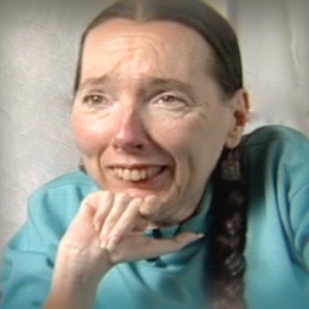 Harriet McBryde Johnson is pictured, smiling, in an interview from the It's Our Story project.